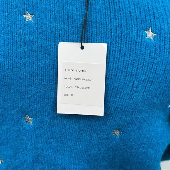 🆕Generation Love Merino/Alpaca Wool Sweater Angelina Star Teal Silver Blue - Picture 9 of 13